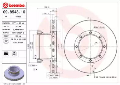 Тормозной диск BREMBO 09.8543.10