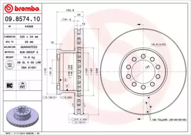 Тормозной диск BREMBO 09.8574.10