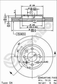 Тормозной диск BREMBO 09.8601.75