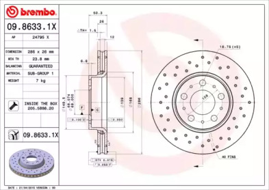 Тормозной диск BREMBO 09.8633.1X