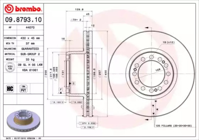 Тормозной диск BREMBO 09.8793.10