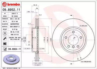 Тормозной диск BREMBO 09.8952.11