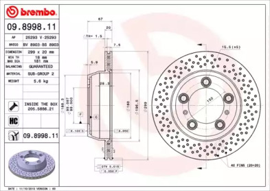 Тормозной диск BREMBO 09.8998.11