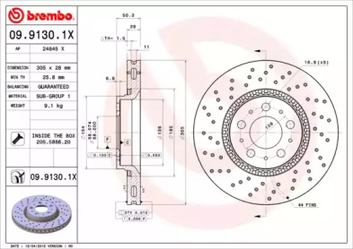 Тормозной диск BREMBO 09.9130.1X