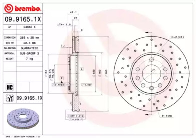 Тормозной диск BREMBO 09.9165.1X