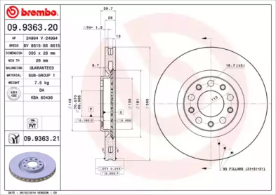 Тормозной диск BREMBO 09.9363.20