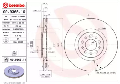 Тормозной диск BREMBO 09.9365.10