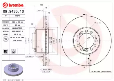 Тормозной диск BREMBO 09.9435.10