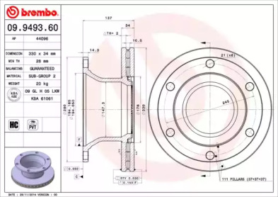 Тормозной диск BREMBO 09.9493.60