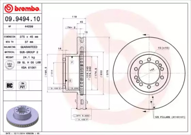 Тормозной диск BREMBO 09.9494.10