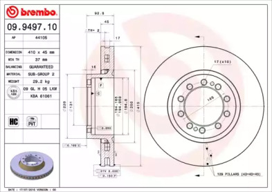 Тормозной диск BREMBO 09.9497.10