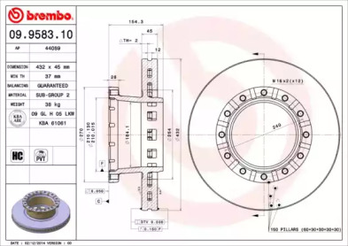 Тормозной диск BREMBO 09.9583.10