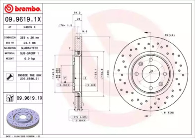 Тормозной диск BREMBO 09.9619.1X