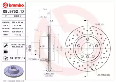 Тормозной диск BREMBO 09.9752.1X