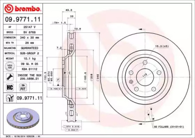 Тормозной диск BREMBO 09.9771.11