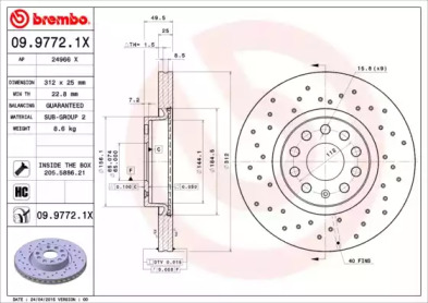 Тормозной диск BREMBO 09.9772.1X