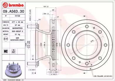 Тормозной диск BREMBO 09.A563.30