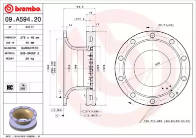 Тормозной диск BREMBO 09.A594.20