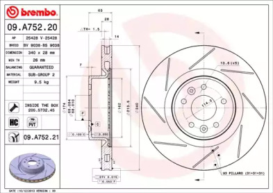 Тормозной диск BREMBO 09.A752.20