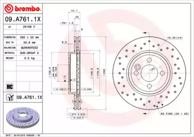 Тормозной диск BREMBO 09.A761.1X