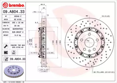 Тормозной диск BREMBO 09.A804.33