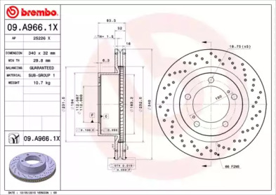 Тормозной диск BREMBO 09.A966.1X