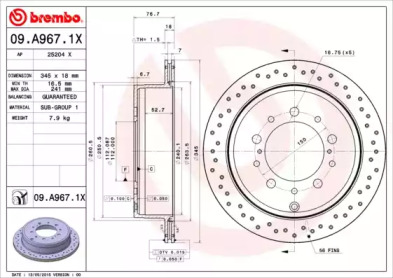 Тормозной диск BREMBO 09.A967.1X