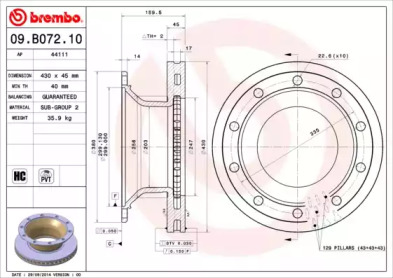 Тормозной диск BREMBO 09.B072.10