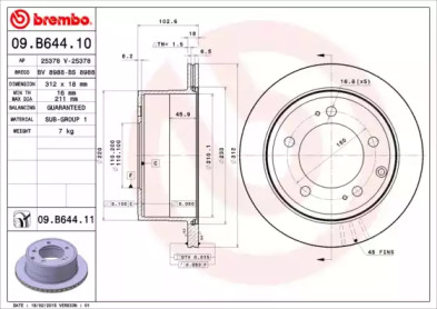 Тормозной диск BREMBO 09.B644.10