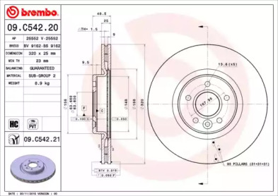 Тормозной диск BREMBO 09.C542.21