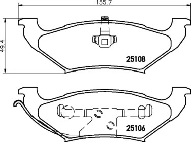 Комплект тормозных колодок, дисковый тормоз BREMBO P 11 039