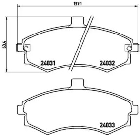 Комплект тормозных колодок BREMBO P 30 020