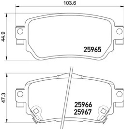 Комплект тормозных колодок, дисковый тормоз BREMBO P 56 098