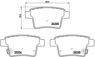 Комплект тормозных колодок, дисковый тормоз BREMBO P 66 002