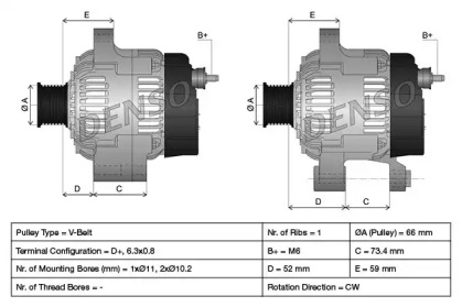 Генератор DENSO DAN616