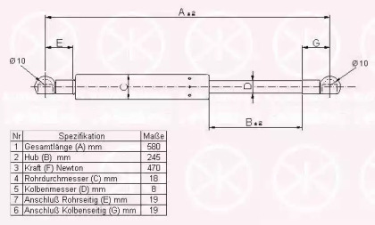 Газовая пружина KLOKKERHOLM 00117100