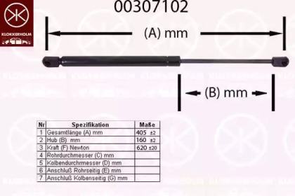 Газовая пружина KLOKKERHOLM 00307102