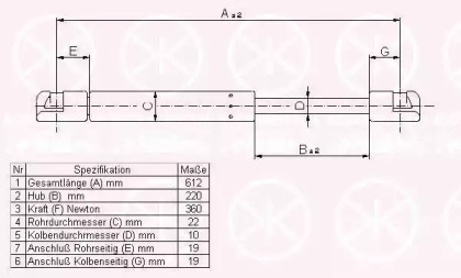 Газовая пружина KLOKKERHOLM 00607102