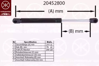 Газовая пружина KLOKKERHOLM 20452800