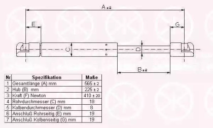 Газовая пружина KLOKKERHOLM 33577120