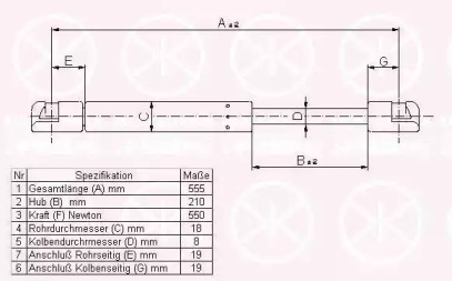 Газовая пружина KLOKKERHOLM 55367120