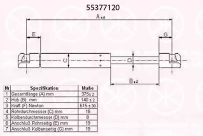 Газовая пружина KLOKKERHOLM 55377120