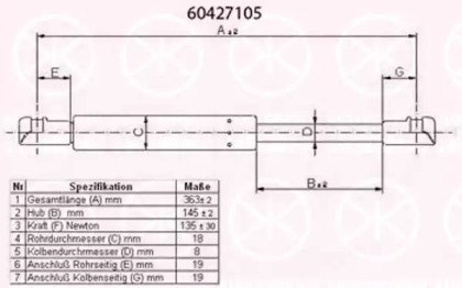 Газовая пружина KLOKKERHOLM 60427105