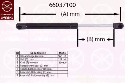 Газовая пружина KLOKKERHOLM 66037100