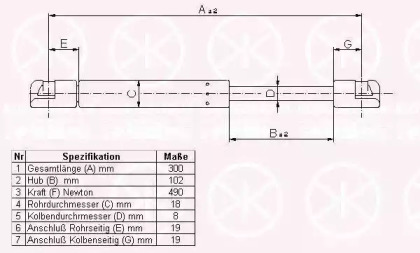 Газовая пружина KLOKKERHOLM 90087100