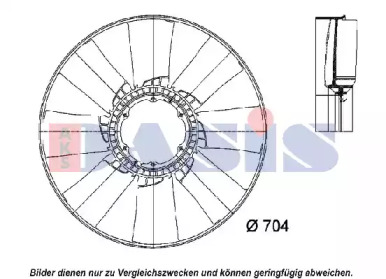 Крыльчатка вентилятора, охлаждение двигателя AKS DASIS 398007N