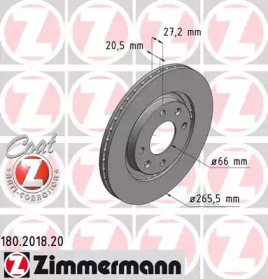 Тормозной диск ZIMMERMANN 180.2018.20