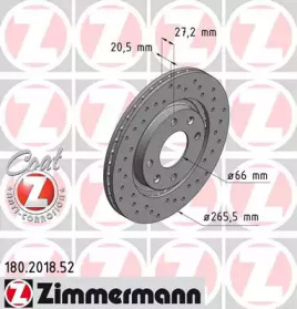 Тормозной диск ZIMMERMANN 180.2018.52