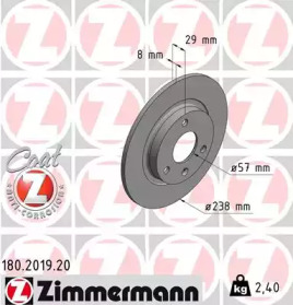 Тормозной диск ZIMMERMANN 180.2019.20