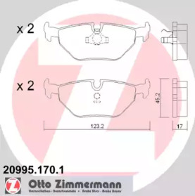 Комплект тормозных колодок, дисковый тормоз ZIMMERMANN 20995.170.1